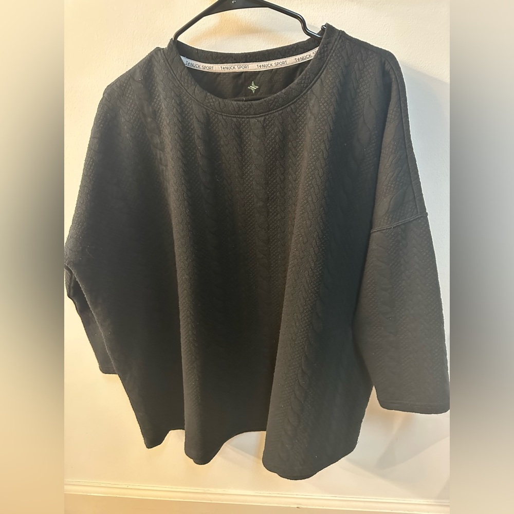 Black Textured Sweatshirt by Tuckernuck